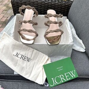 J. Crew Collection NIB Crystal Braid Triple Strap Kitten Heel
